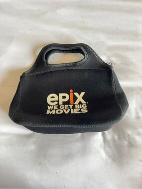 EPIX We Get Big Movies Black Neoprene Lunch Bag Tote Zippered 12" x 10"
